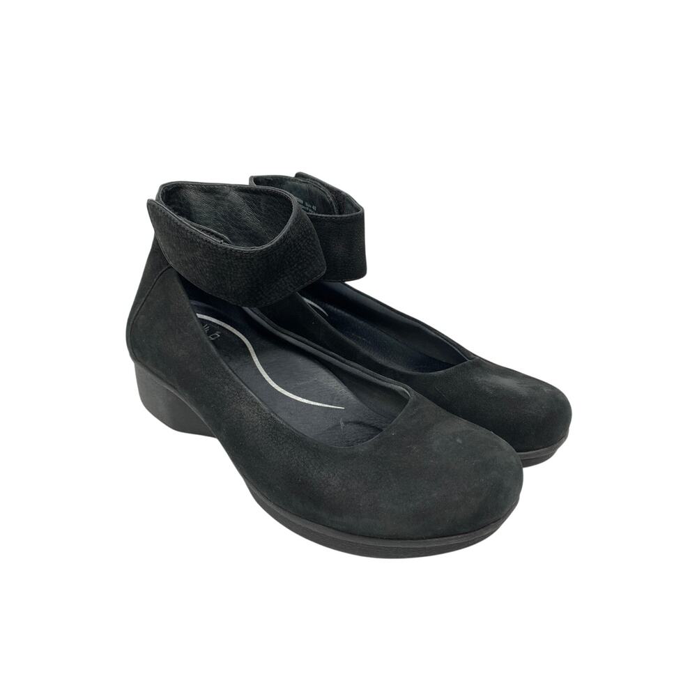 Dansko Black Flats with Ankle Strap